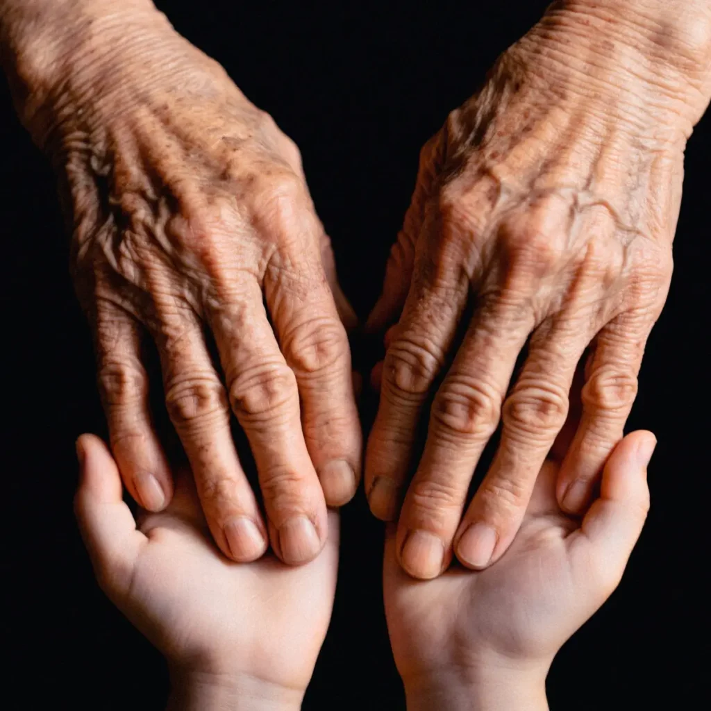 Mani di un nonno e un bambino